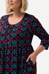 Jersey jurk, bloemen, A-lijn, ronde hals, 3/4-mouwen