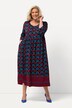 Jersey jurk, bloemen, A-lijn, ronde hals, 3/4-mouwen