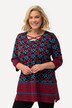 T-shirt long, imprimé frise, silhouette en A, manches 3/4