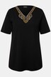 T-shirt, broderi, A-form, tunikaudskæring, korte ærmer
