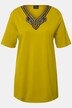 T-shirt, broderi, A-form, tunikaudskæring, korte ærmer