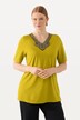 T-shirt, broderi, A-form, tunikaudskæring, korte ærmer
