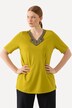 T-shirt, broderi, A-form, tunikaudskæring, korte ærmer