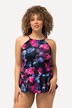 Tankini avec bonnets souples, imprimé pivoines, petits volants