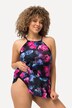 Tankini avec bonnets souples, imprimé pivoines, petits volants
