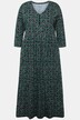 Robe jersey, fleurs, silhouette an A, col en V, manches 3/4