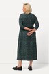 Robe jersey, fleurs, silhouette an A, col en V, manches 3/4
