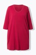 T-shirt long, décolleté en V et manches 3/4, coutures fantaisie, coupe évasée