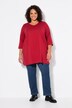 T-shirt long, décolleté en V et manches 3/4, coutures fantaisie, coupe évasée