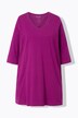 T-shirt long, décolleté en V et manches 3/4, coutures fantaisie, coupe évasée