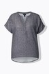 Musselin-bluse, oversized, tunikaudskæring, korte ærmer