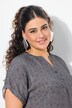 Musselin-bluse, oversized, tunikaudskæring, korte ærmer