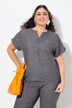 Musselin-bluse, oversized, tunikaudskæring, korte ærmer