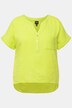 Musselin-Bluse, Oversized, Tunika-Ausschnitt, Halbarm