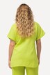Musselin-Bluse, Oversized, Tunika-Ausschnitt, Halbarm