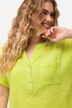 Musselin-Bluse, Oversized, Tunika-Ausschnitt, Halbarm