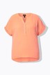 Musselin-bluse, oversized, tunikaudskæring, korte ærmer