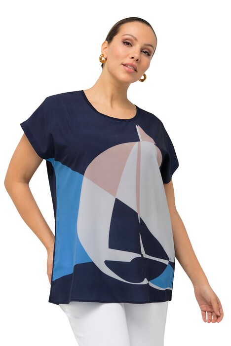 Halenkové tričko, lodě, oversize, kulatý výstřih, krátké rukávy