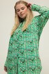 Skjortebluse, oversized, tribal print, knaplukning, skjortekrave