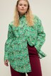 Skjortebluse, oversized, tribal print, knaplukning, skjortekrave