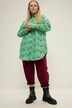 Skjortebluse, oversized, tribal print, knaplukning, skjortekrave