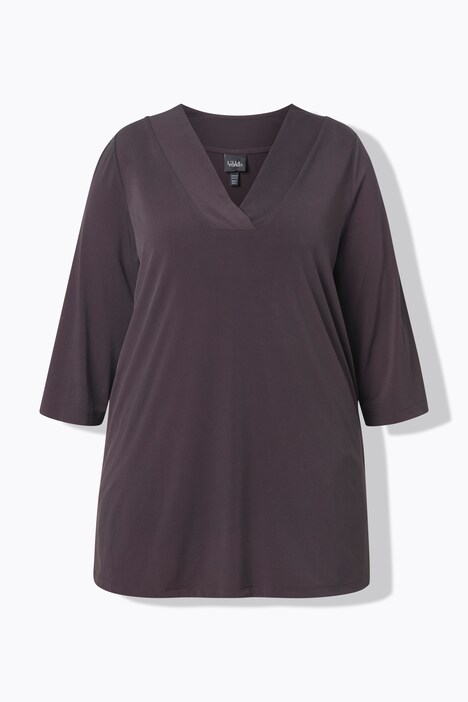 Longshirt, A-Linie, V-Ausschnitt, 3/4-Ärmel