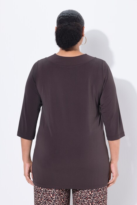 Longshirt, A-Linie, V-Ausschnitt, 3/4-Ärmel