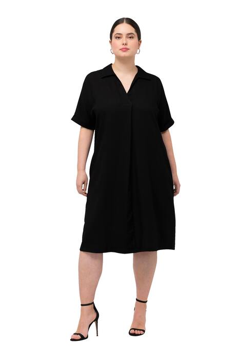 Mini šaty, oversize, límeček, výstřih do V, krátké rukávy