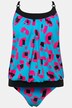 Tankini à motif léopard fluo, avec bonnets souples et bretelles réglables