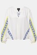 Bluse, linmiks, oversized, tunikahals, lange ermer