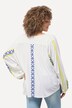 Bluse, linmiks, oversized, tunikahals, lange ermer