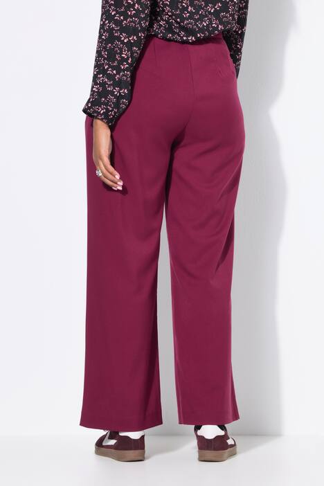 Pantalon taille haute à jambes larges et taille partiellement élastique