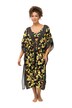 Kaftan, citróny, bordury, výstřih do V, krátké rukávy