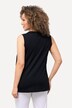 Top, drapeado, clásico, cuello redondo, sin mangas