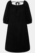 Robe midi en lin mélangé. Manches courtes et décolleté carré. Silhouette en A évasée.