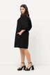 Robe midi en lin mélangé. Manches courtes et décolleté carré. Silhouette en A évasée.