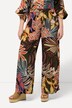 Pantalon à taille élastique, jambe large. Imprimé feuillage