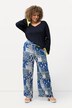 Pantalon Rose, mélange d'imprimés. Taille confortable et jambe droite.