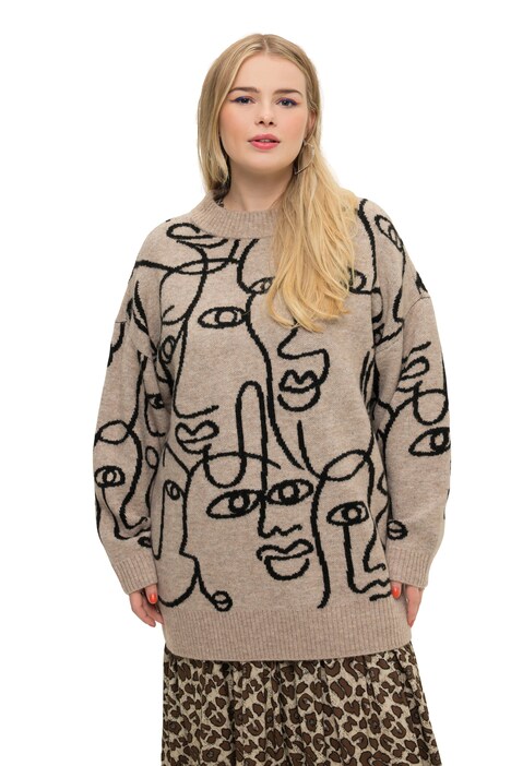 Svetr, oversize, siluety, kulatý výstřih