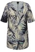 Tričko, palmové listy, ozdobný kruh, výstřih do V, krátké rukávy