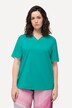 T-skjorte, chiffonpanel, V-hals, chiffon-halvermer