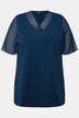 T-skjorte, chiffonpanel, V-hals, chiffon-halvermer