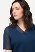 T-skjorte, chiffonpanel, V-hals, chiffon-halvermer