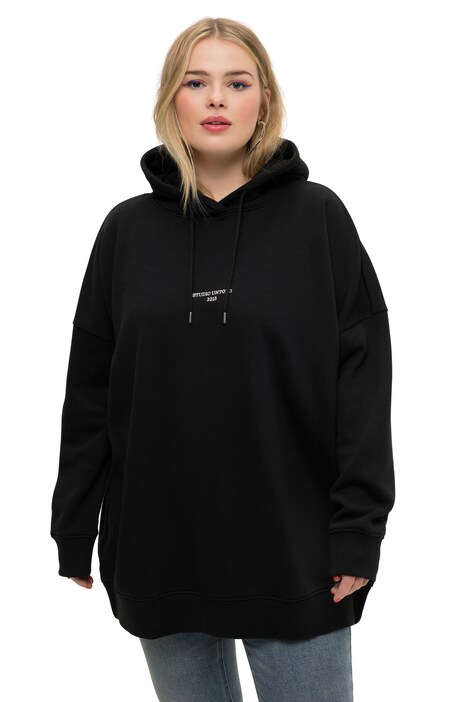 Mikina s kapucí, oversize, nášivka, dlouhé rukávy