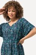 Jersey-midikjole, oversized, V-hals, korte ermer