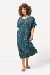 Jersey-midikjole, oversized, V-hals, korte ermer