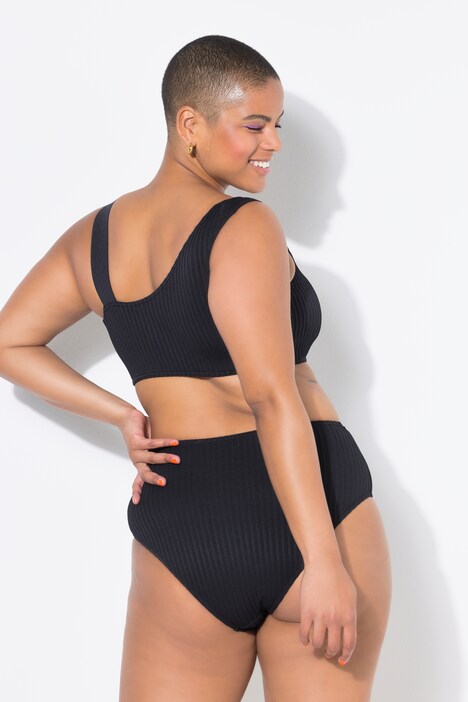 Bikinislip, high waist model, structuurstrepen