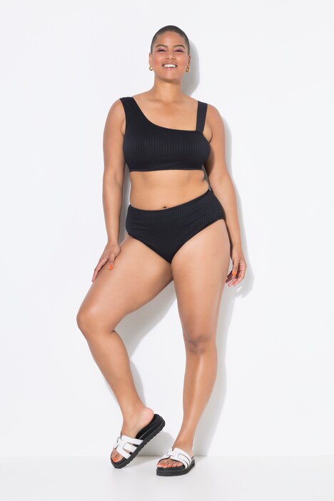 Bikinislip, high waist model, structuurstrepen