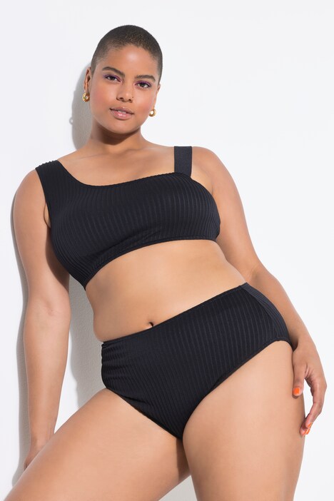 Bikinislip, high waist model, structuurstrepen