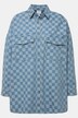 Denimskjorte, oversized, check-print, lange ærmer, unisex